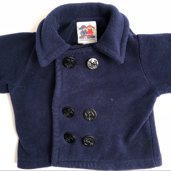 Pete’s Partner navy blue vintage fleece pea coat 2T - Picture 4 of 8